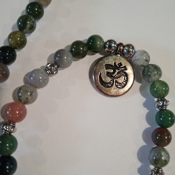 VTG Natural Stone Indian Agate Mala Necklace Properties CleansingStrength Energy - Picture 5 of 7